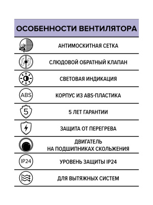 Вентилятор накладной STANDARD D100 сетка обр.клапан ERA