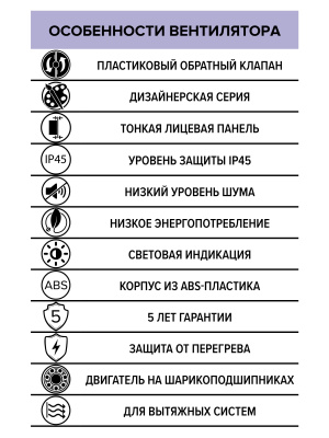 Вентилятор накладной SLIM D100 обр.клапан Obsidian DICITI